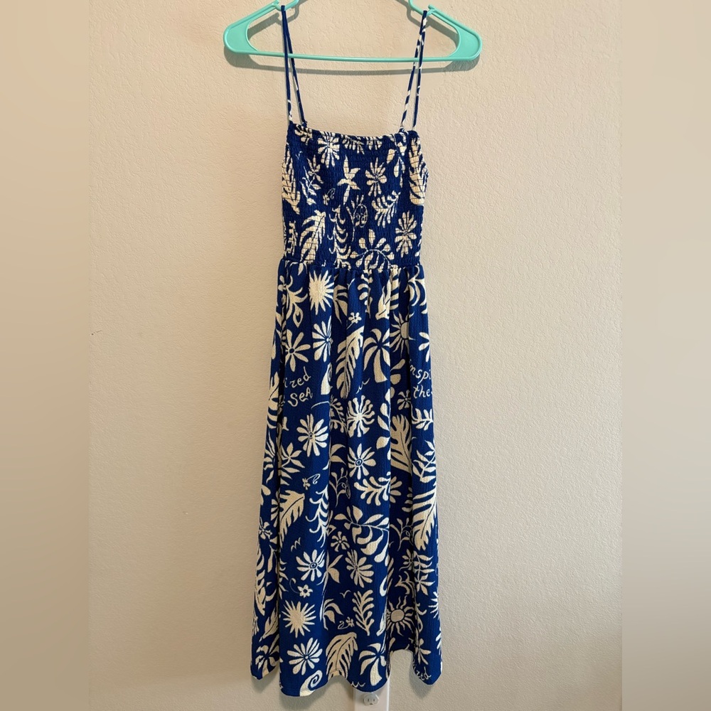 H&M Navy and Cream Floral Sundress